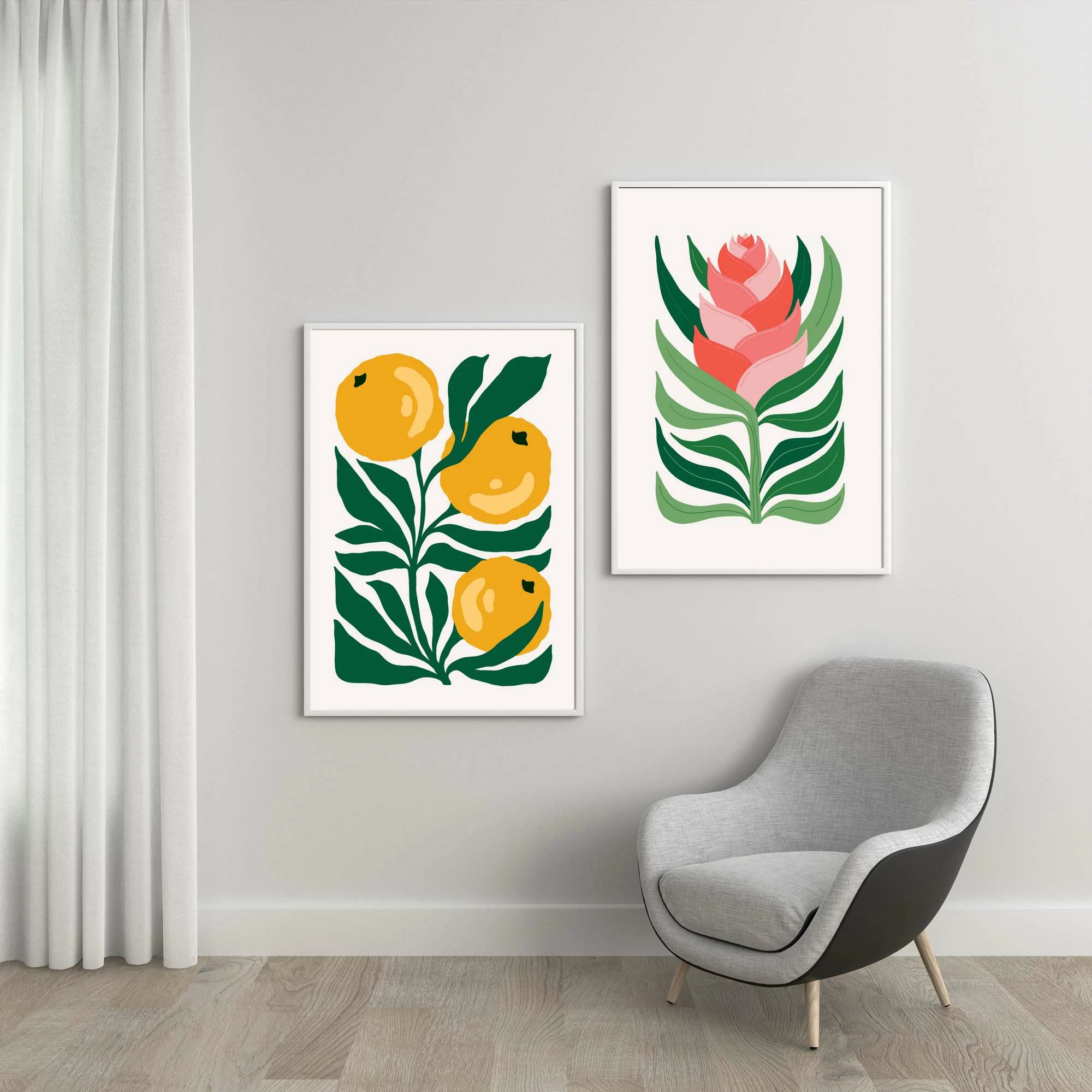 Piktura dekorative me kornizë MDF (2 copë), Wallity, Mp2-00111, 40x50cm