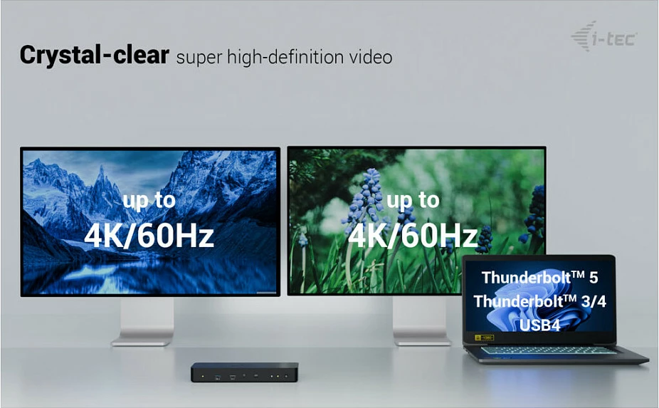 Docking stacion I-TEC Thunderbolt 4 Intelligent Dual Display DS, 2x DP, GLAN, PD 90W, e zezë
