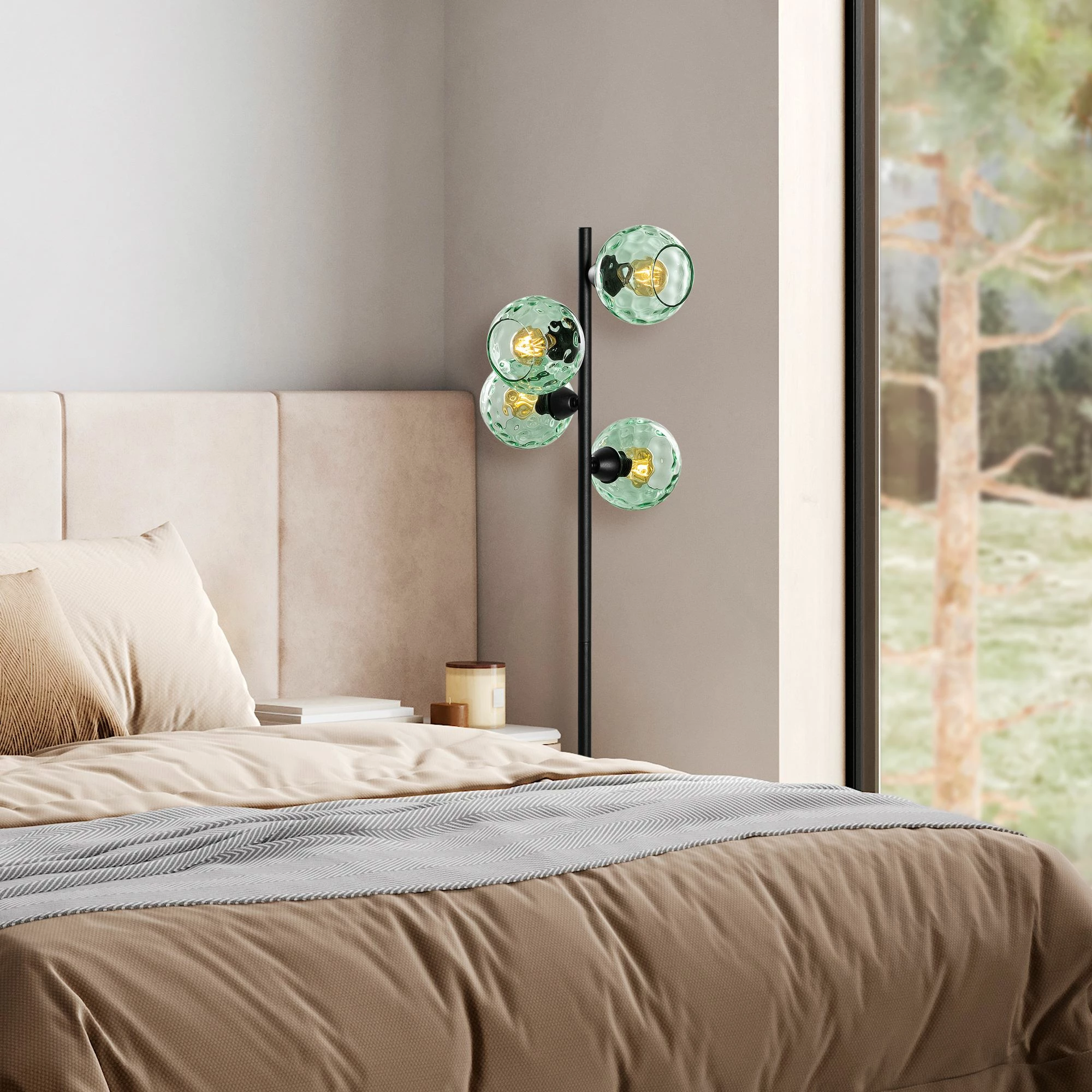 Llambë dyshemeje Opviq, Benek - 15 - 14535, ngjyrë mint dhe e zezë