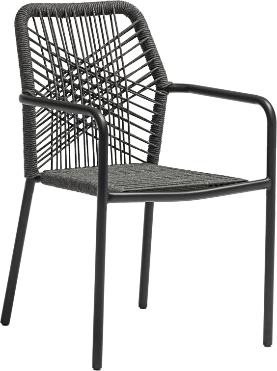 Set tavoline me karrige për terasë, alumini, litar, ngjyrë antracit, Kherson-Kliton, 150x80x74cm, 7 copë