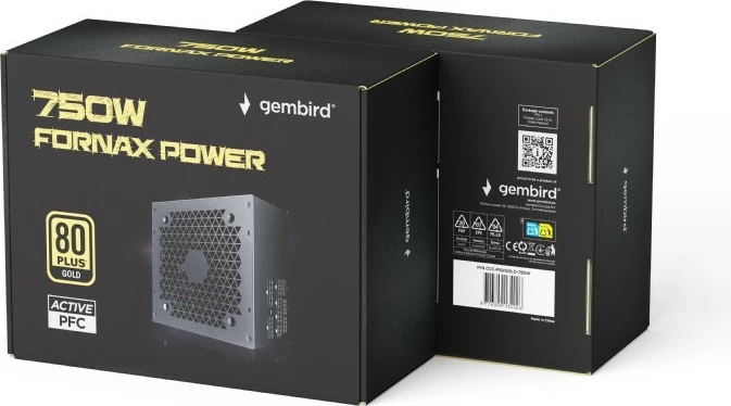 Kasë furnizim Gembird Fornax Power 750W, modular, 80 PLUS Gold, e zezë
