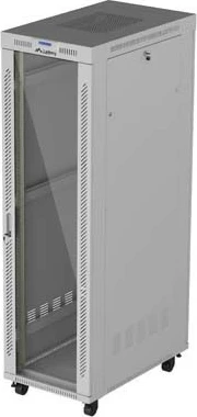 Kabinet rack LANBERG 19" 42U 600x1000, derë xhami, qëndrim, gri