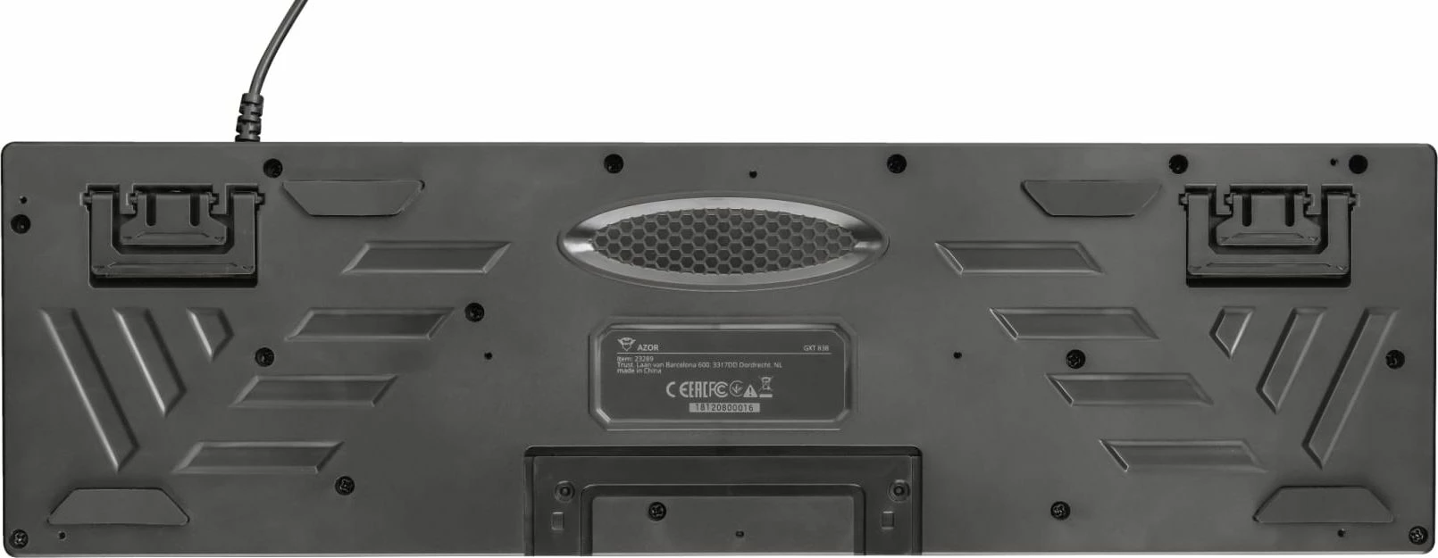 Tastierë gaming Trust GXT 835 Azor 23651, USB me kabllo, 100% US layout, LED multikolor, anti-ghosting, e zezë
