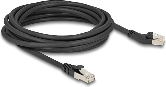Kabllo rrjeti DeLOCK RJ45 Cat6a S/FTP 5m, 10Gbps, konektor 45° i majtë, e zezë