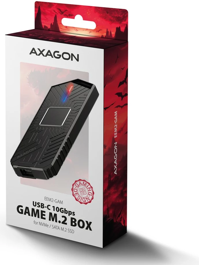 Kasë e jashtme AXAGON EEM2-GAM për SSD M.2 NVMe/SATA, USB-C 3.2 Gen 2, e zezë