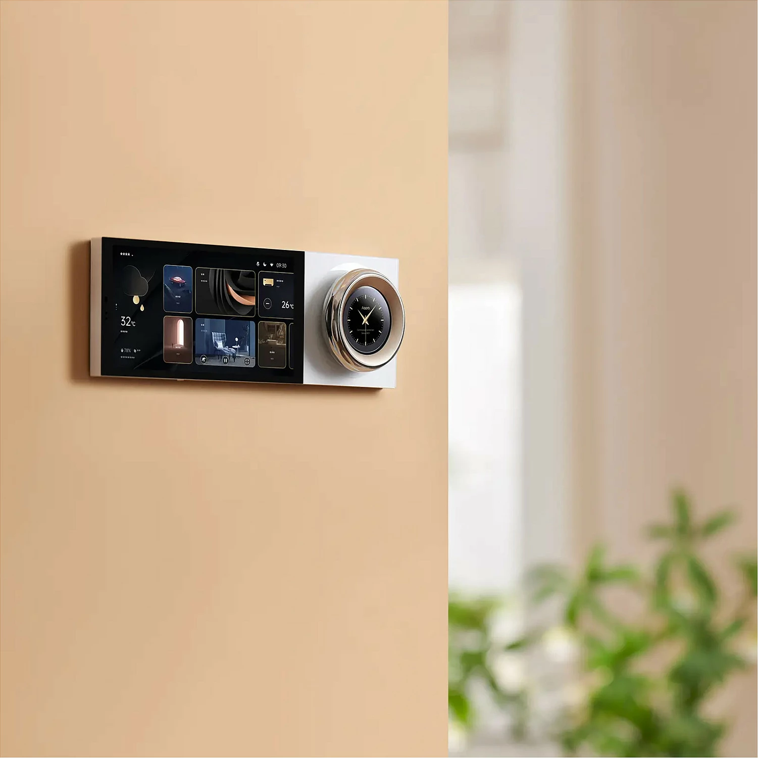 Switch rrotullues me ekran Aqara Touchscreen Dial V1, Wi‑Fi Dual-Band, i lidhun me kabllo, i bardhë