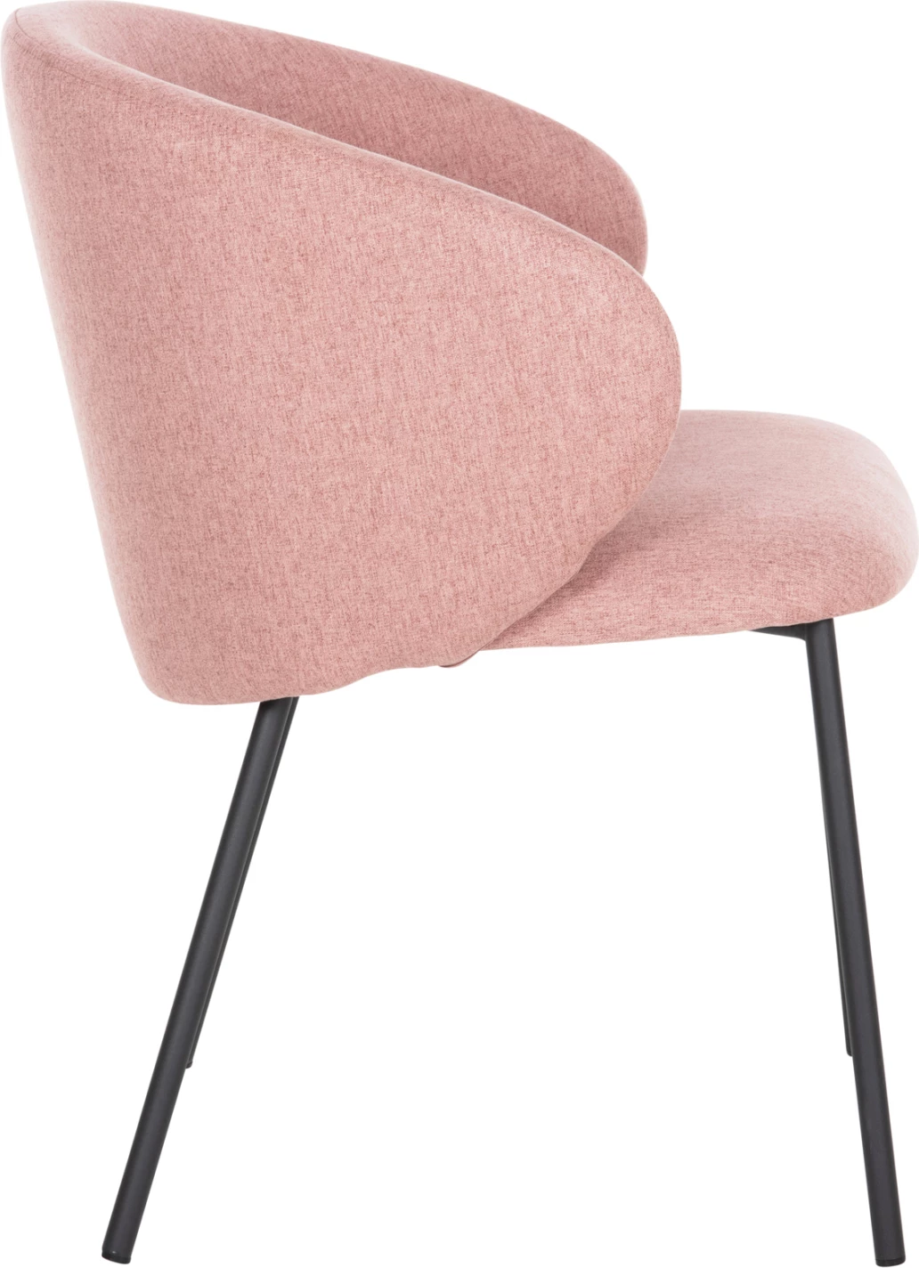 Karrige ngrënieje ISIAH FH9615.02, pëlhurë rozë e zbehtë, këmbë metalike të zeza, 56x56x76H cm., set prej 2 copë