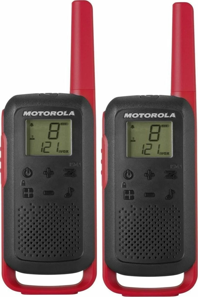 Walkie-talkie Motorola TLKR T62, 16 kanale, deri 8 km, PMR446, USB karikim, e kuqe