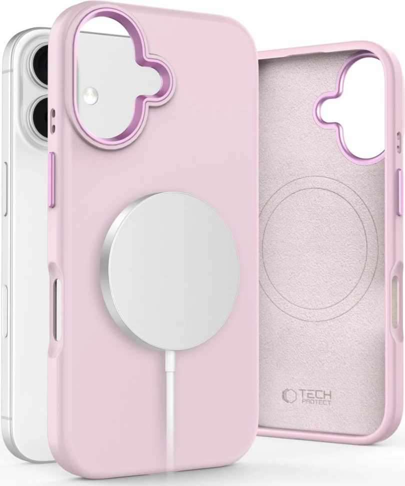 Mbështjellës Tech-Protect Silicone PU MagSafe për iPhone 16, Rozë