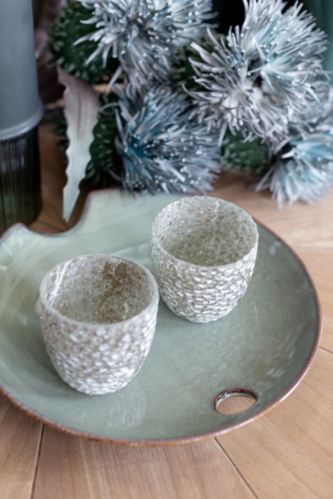 Pjatë dekorative rrethore, qeramike, ngjyrë mente, 30x30x5cm