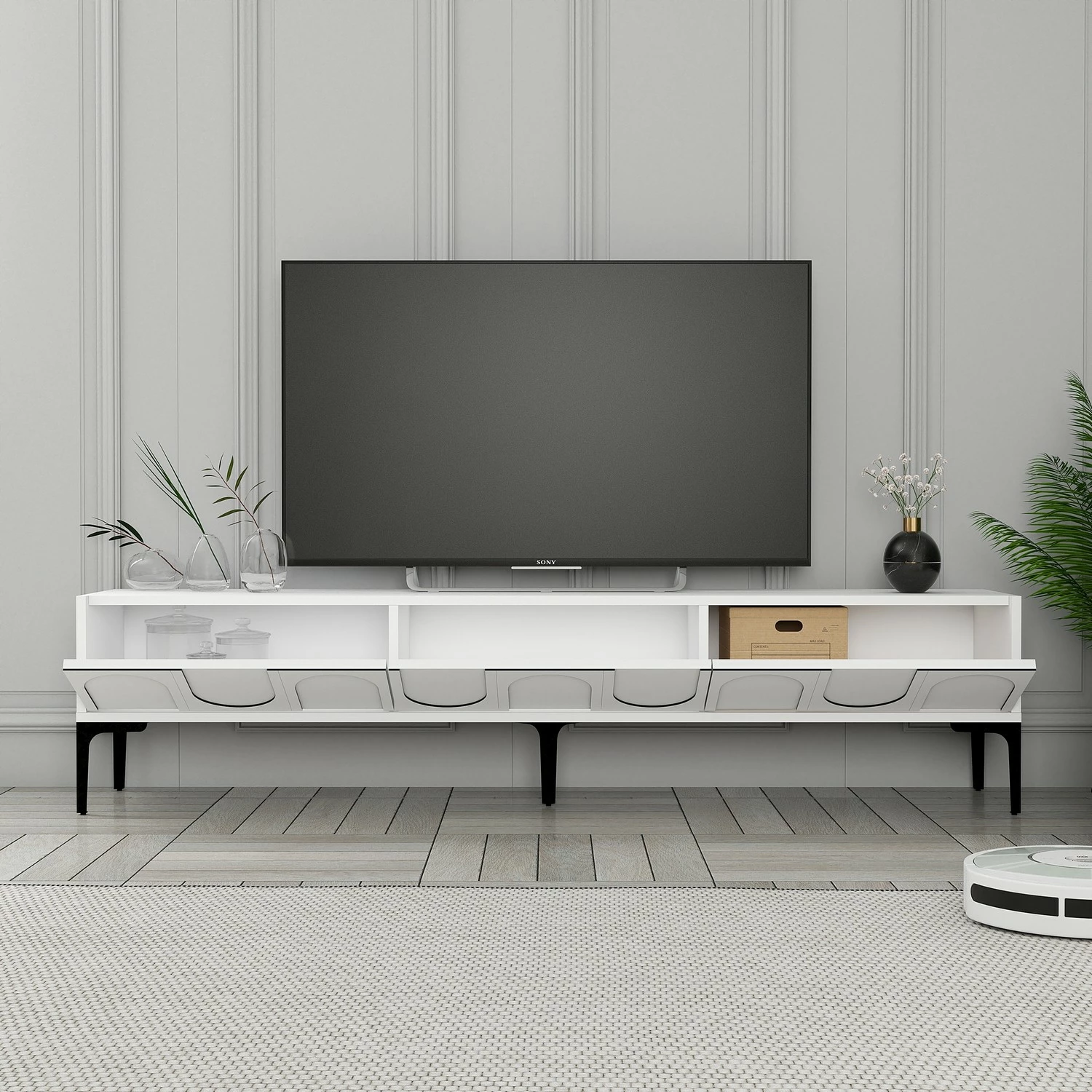 Konsolë TV Hanah Home, Lyon 42, e bardhë, e zezë