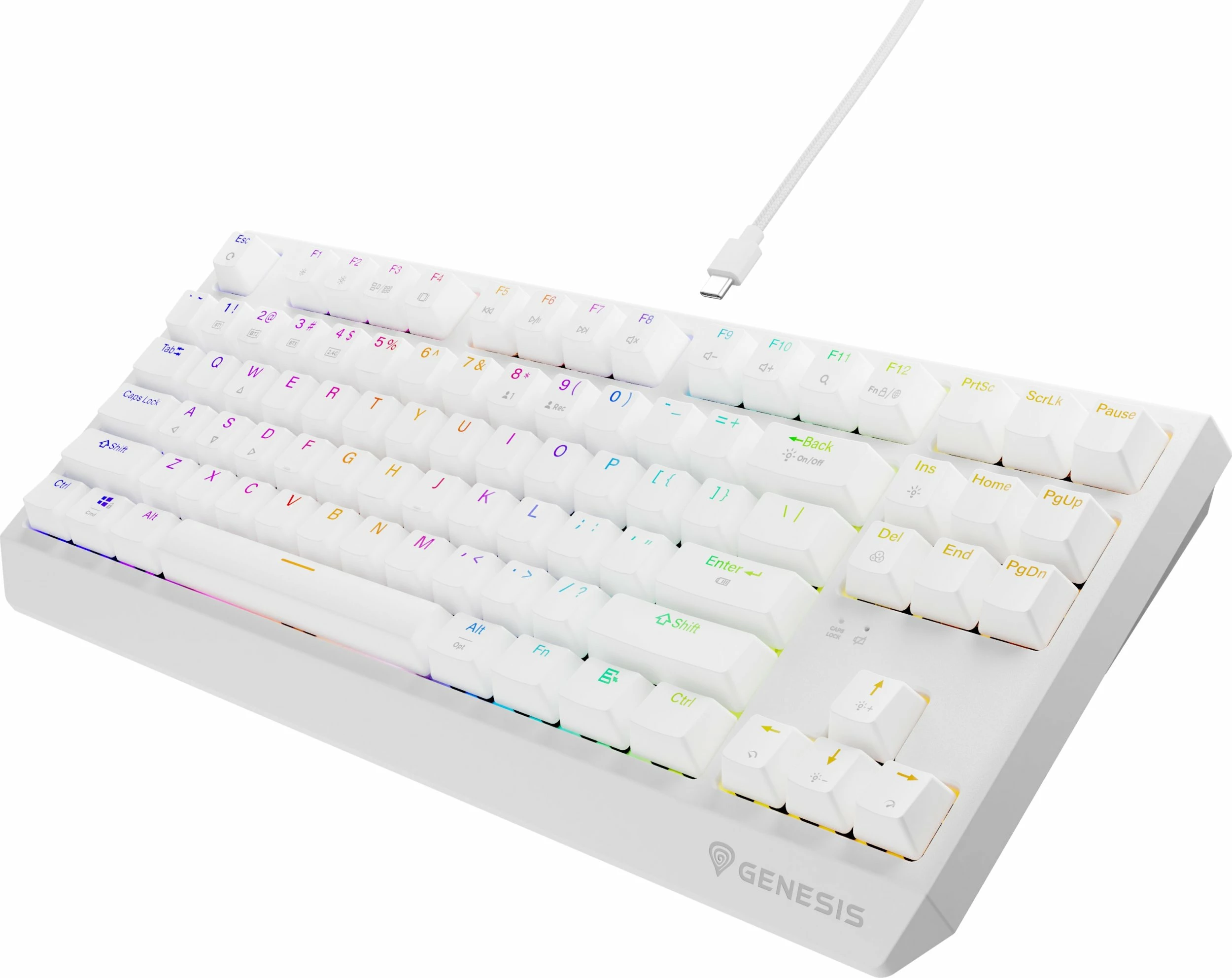 Tastierë gaming mekanike GENESIS Thor 230 TKL Wireless (NKG-2165), Outemu Red, RGB, USB/Bluetooth/2.4GHz, e bardhë