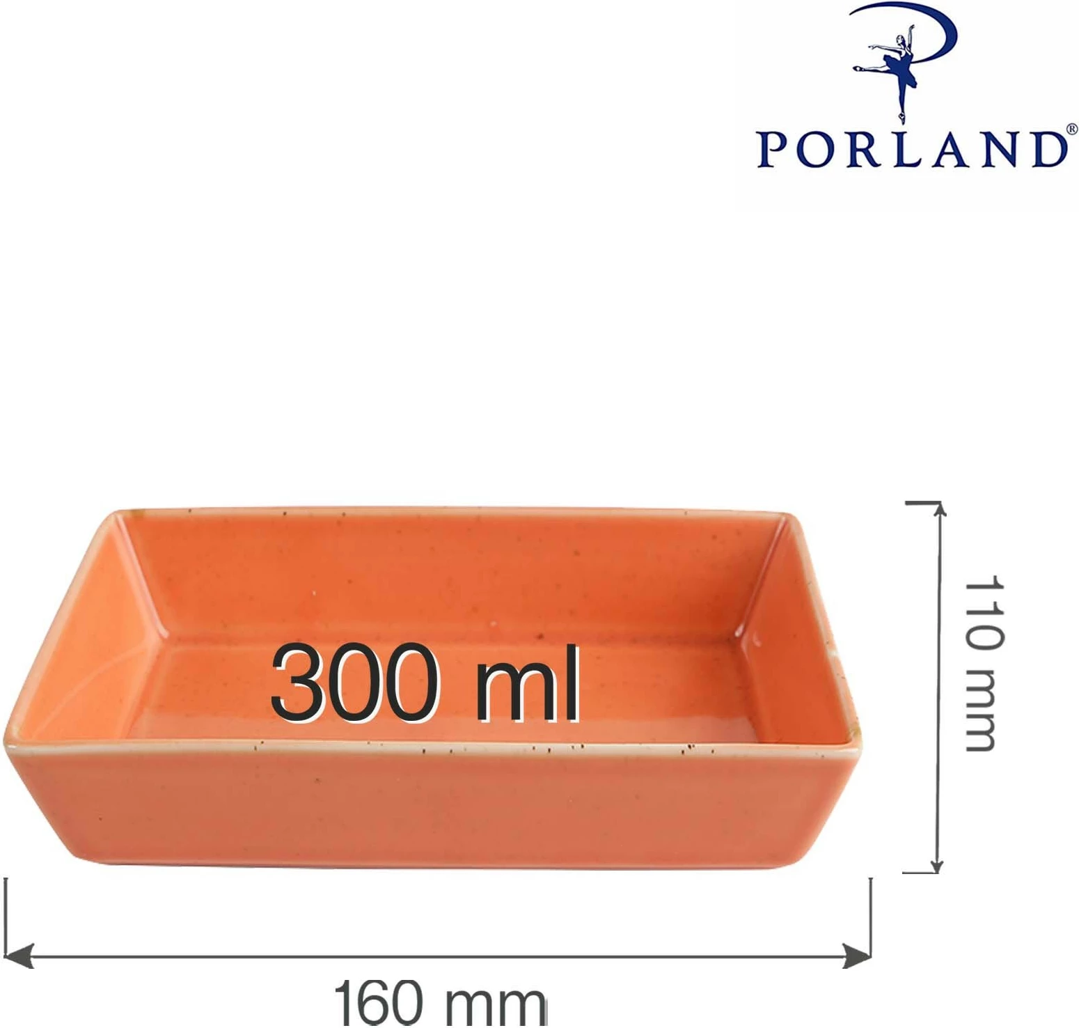 Pjatë aperitiv Porland Seasons Amber 160x110 mm, porcelan, portokalli, set 6 copë