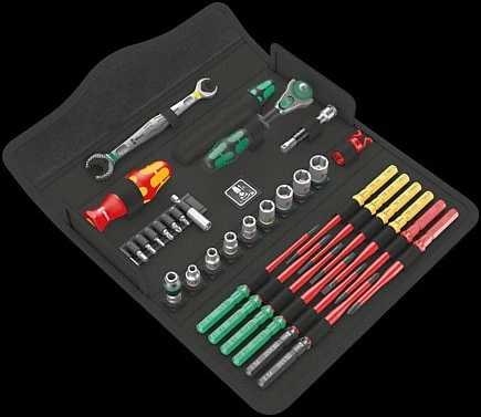 Set veglash Wera 05135870001, 35 copë, kasë tekstili, e zezë