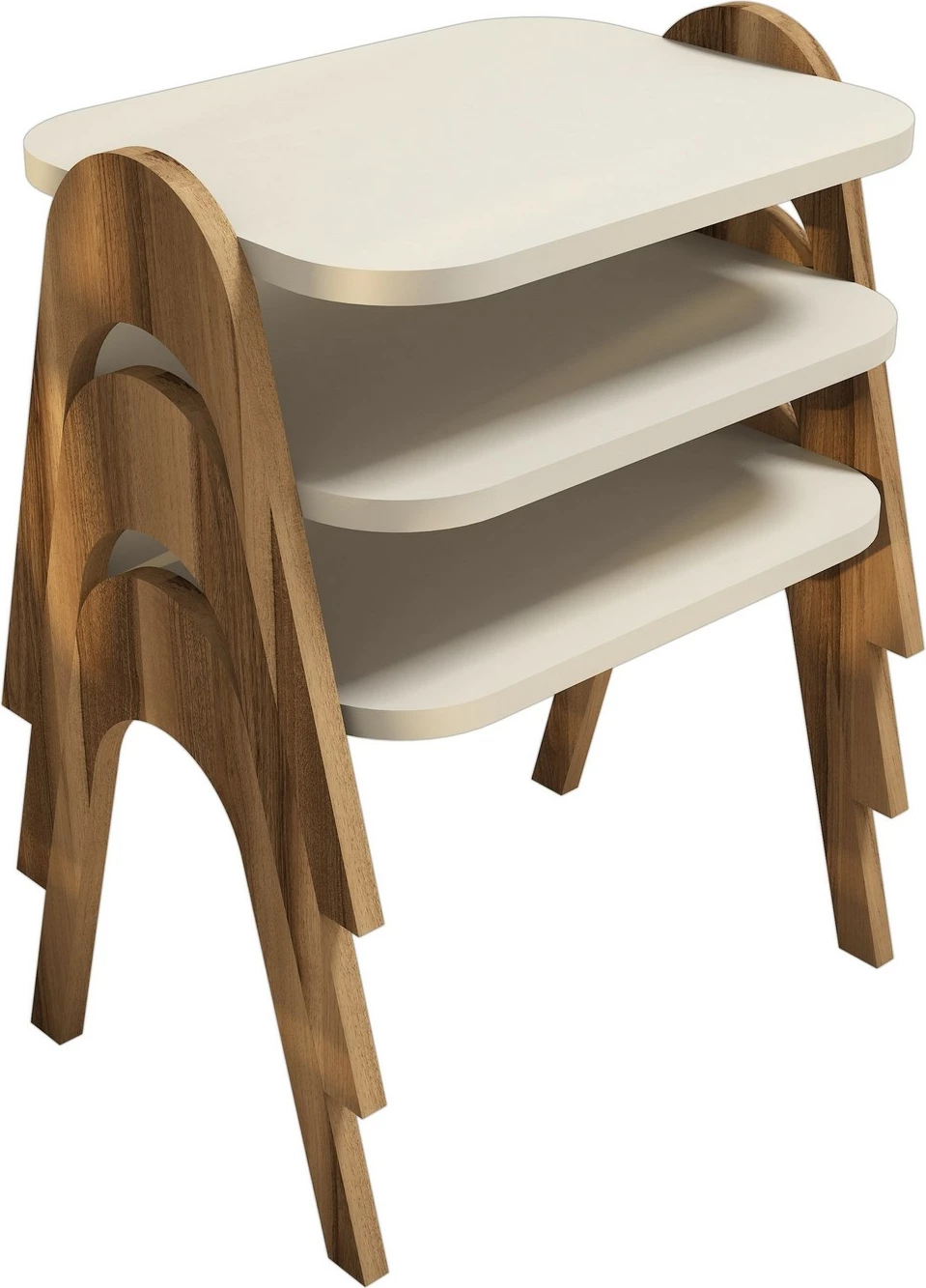 Set tavolinash të vendosshme (3 copë), Hanah Home Paris, ngjyrë arre dhe krem