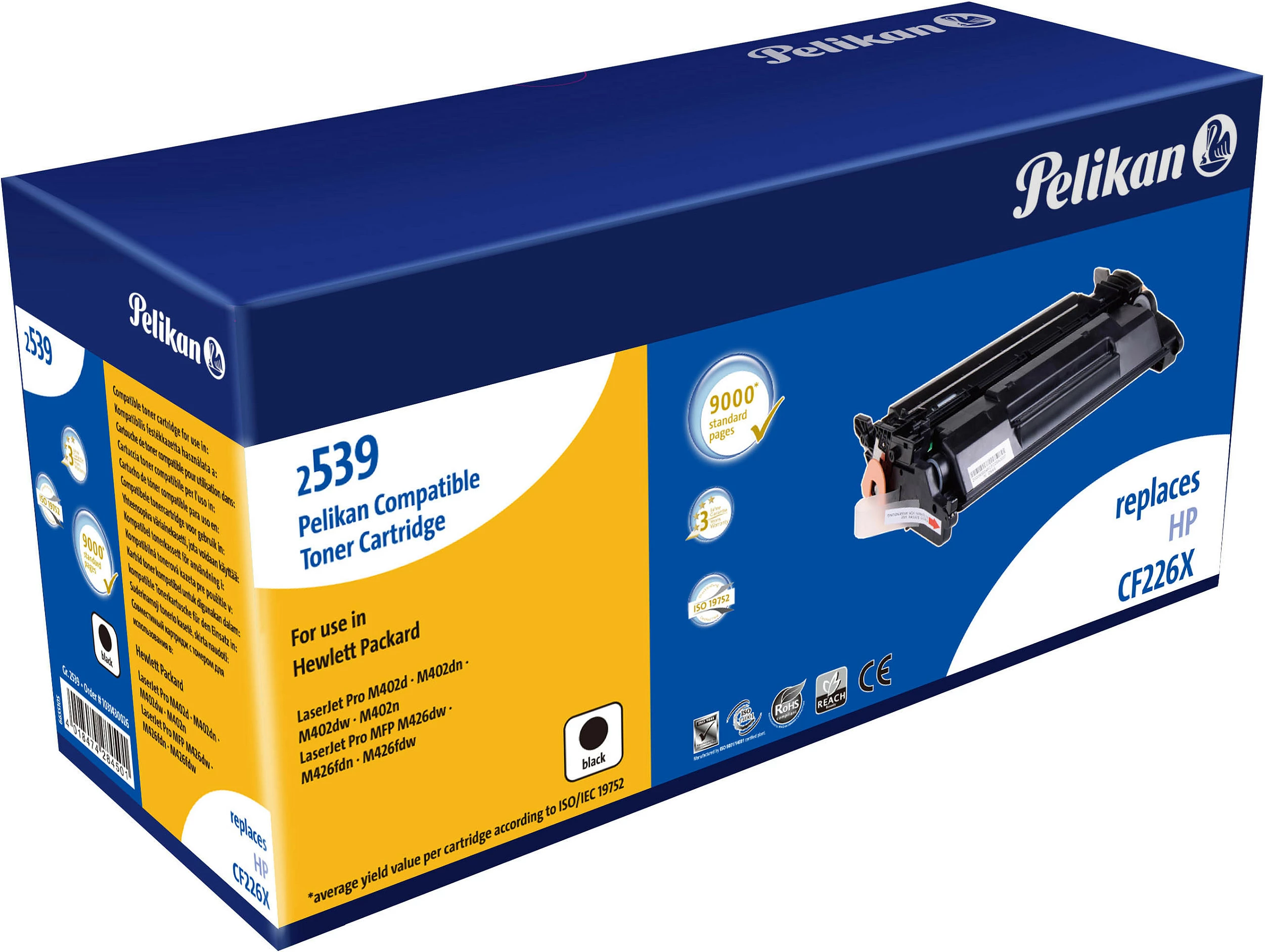 Toner Pelikan 539 kompatibil për HP CF226X, i zi, 9000 faqe
