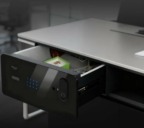 Kasafortë sirtar Adler AD 1044, 17 L, touch panel, kod + fingerprint + çelës emergjent, e zezë, set me 2 çelësa
