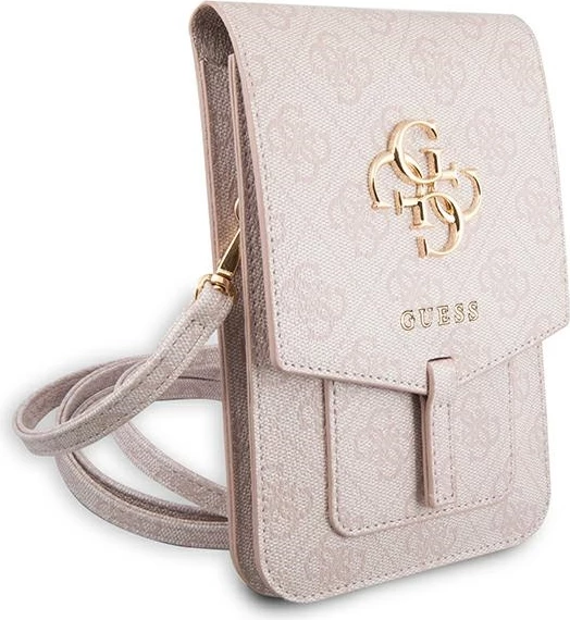 Çantë Guess GUWBG4GFPI 4G Metal Gold Logo, për smartphone/portofol, Rozë