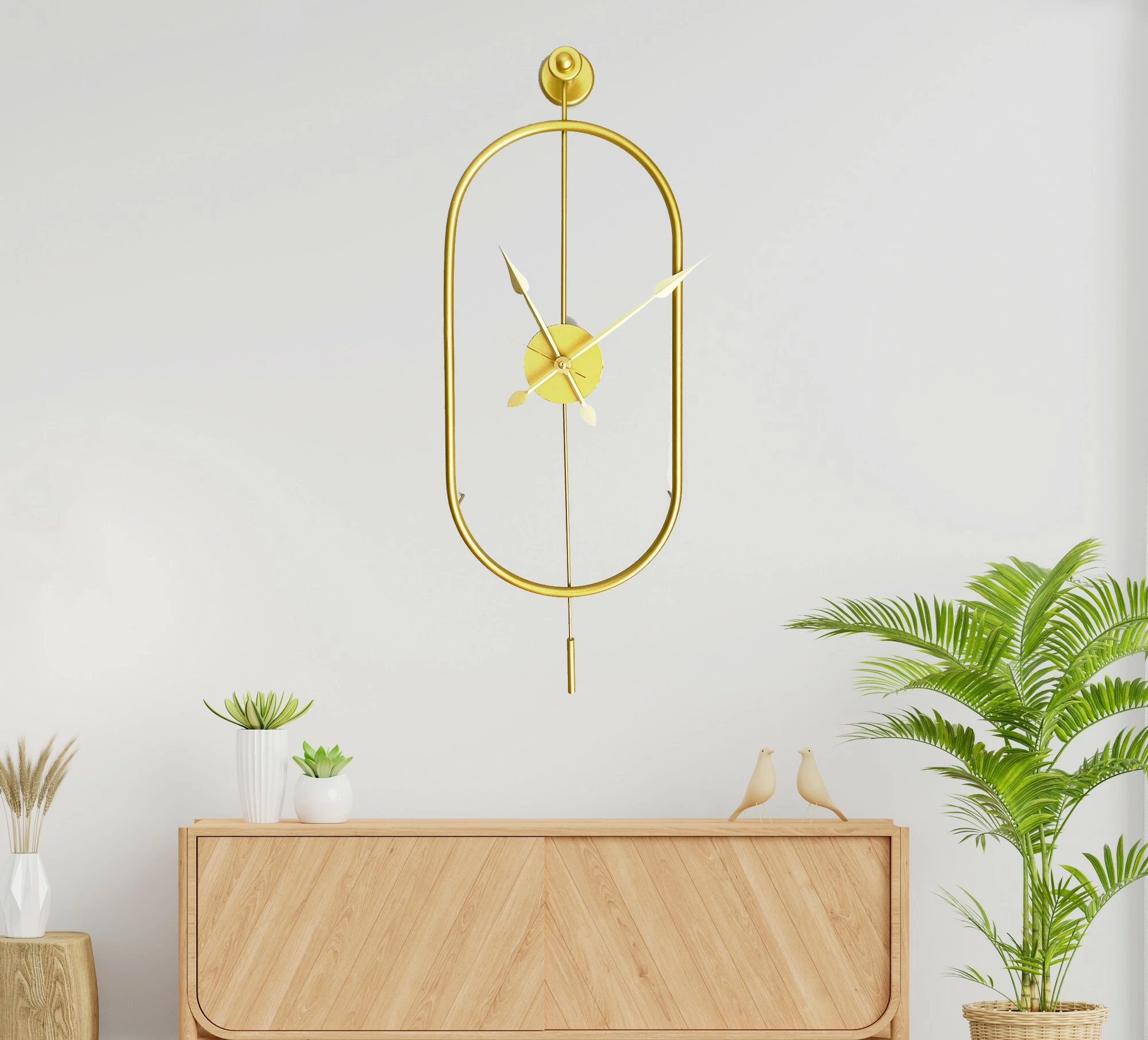 Orë muri dekorative metalike Wallity, Mclock-00105, ngjyrë ari