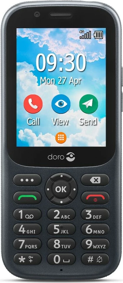 Celular Doro 730X, 4G, 2.8", 128GB, Dual SIM, graphite