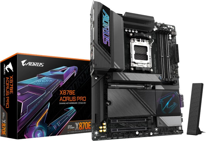Pllakë amë GIGABYTE X870E AORUS PRO, AM5, ATX, DDR5 deri 256GB, USB4, WiFi 7, 2.5GbE, e zezë