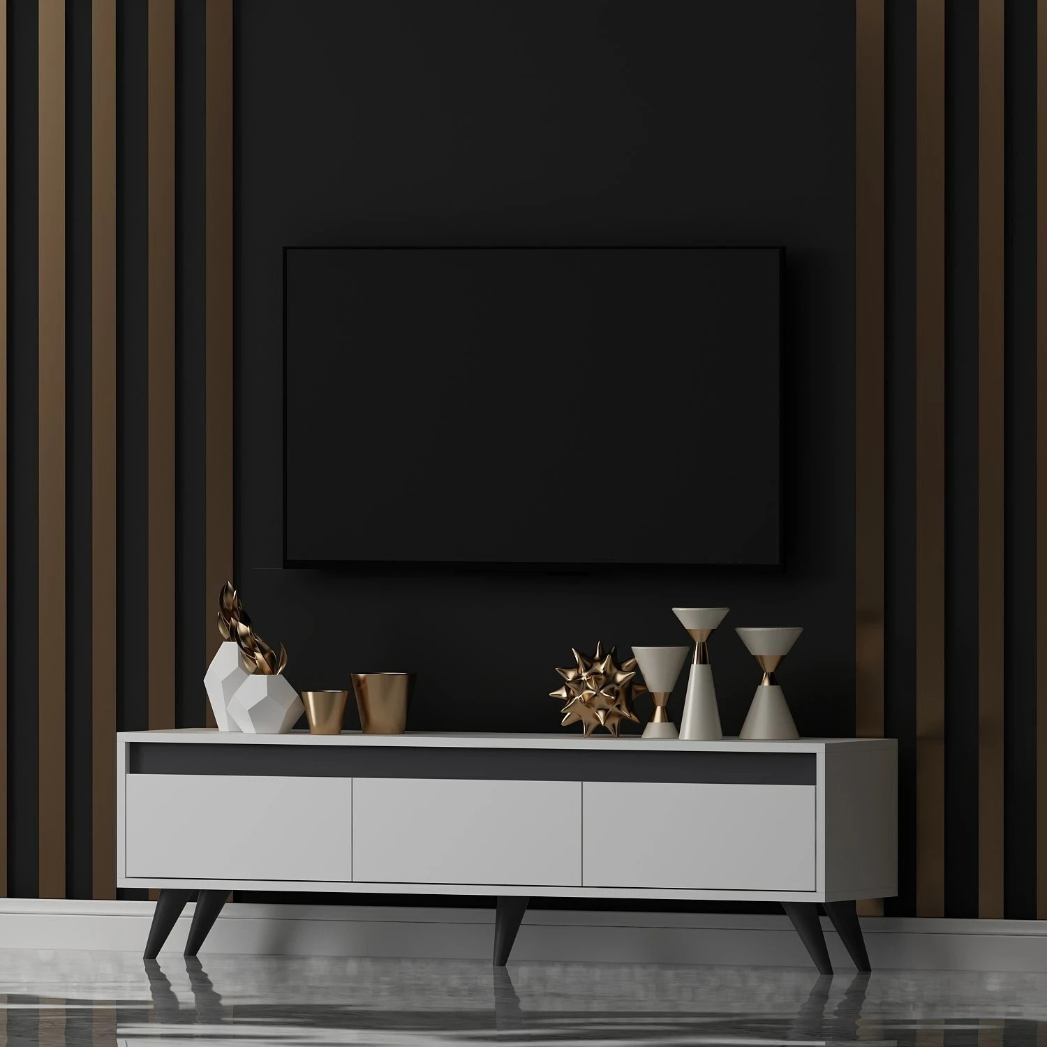 Komodë TV Hanah Home, Century, e bardhë