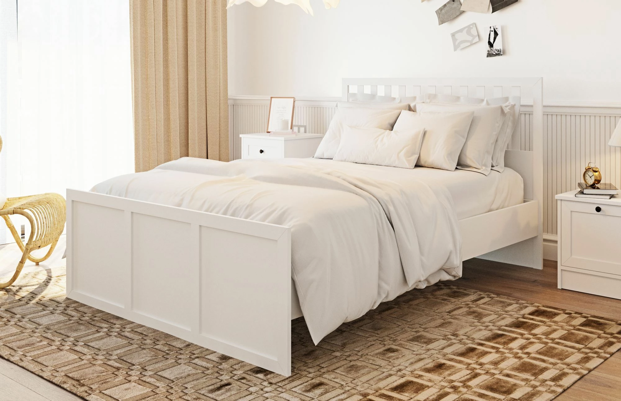 Krevat dopio, ngjyrë e bardhë matte, Skye Decor, RB-168-04-004