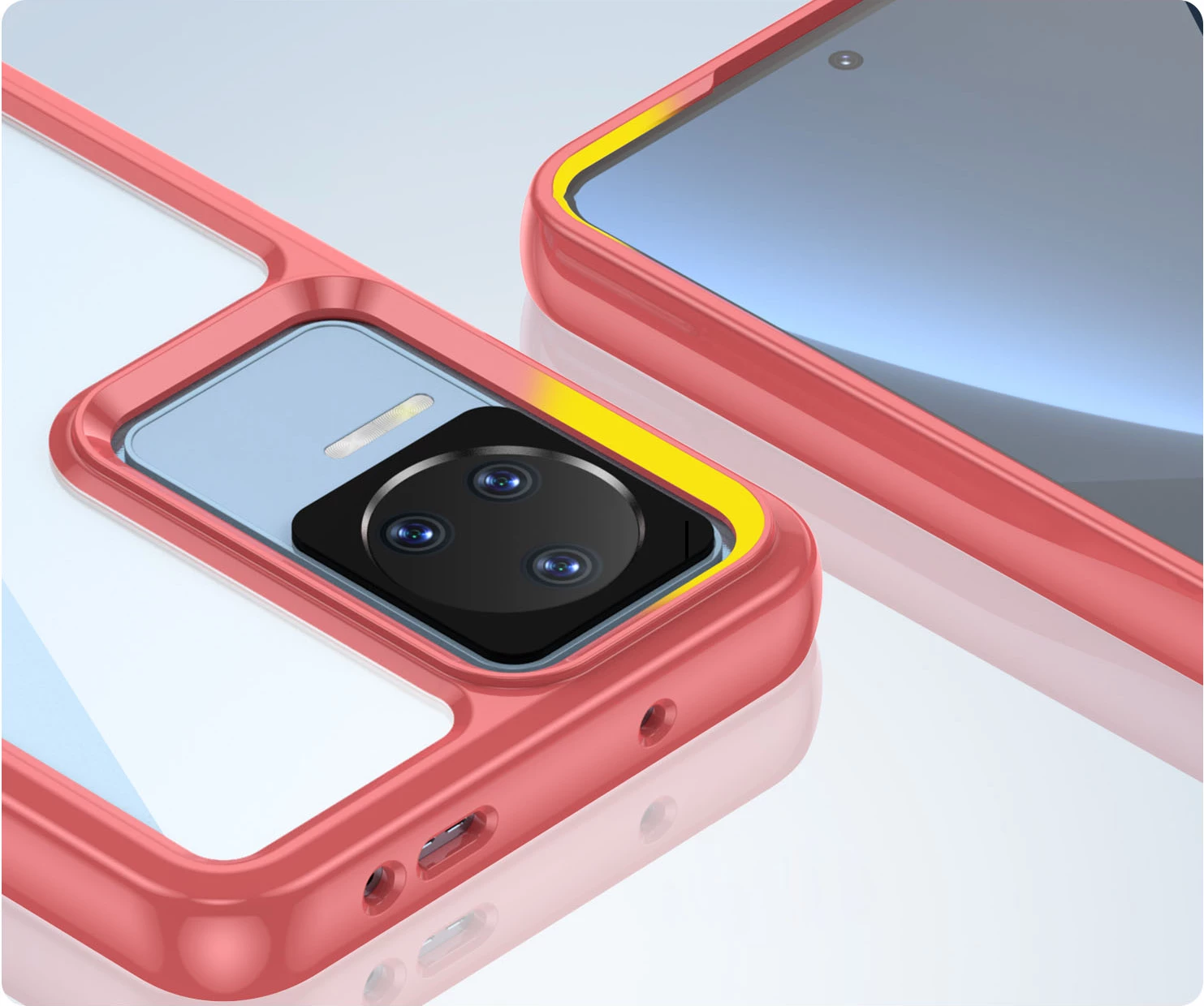 Mbështjellës Hurtel Outer Space Case për Xiaomi Poco F4 5G, kornizë fleksibile, i kuq