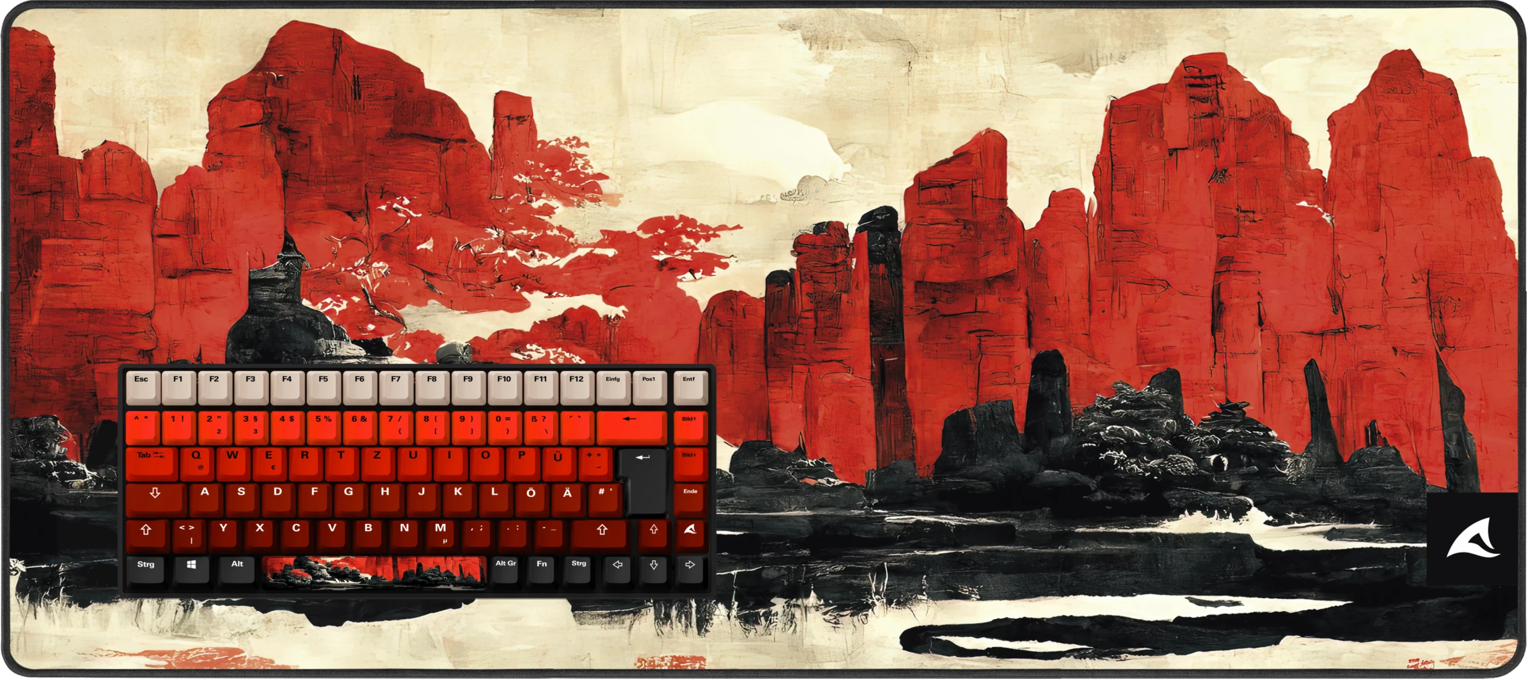 Tastierë mekanike SHARKOON SKILLER SGK50 S3 Design Bundle D3, mauspad i madh, kuqe/zezë