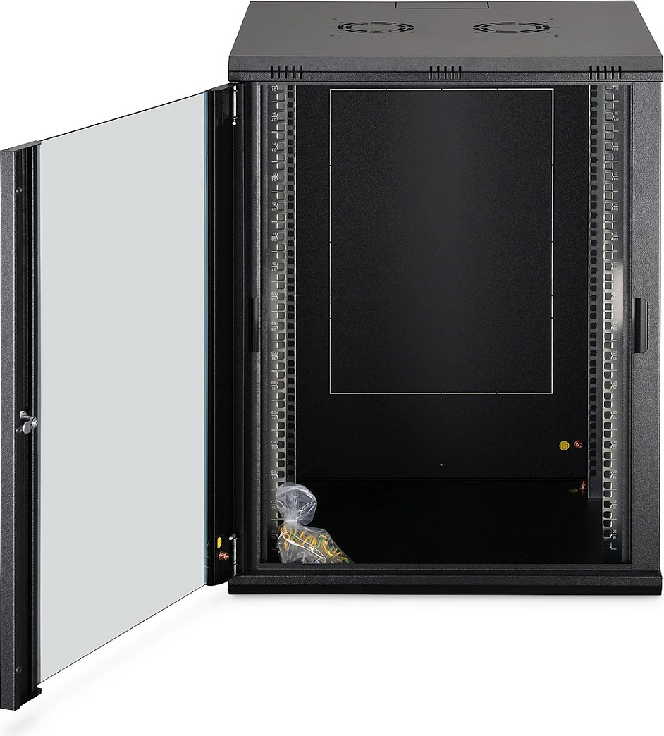 Kabinet rrjeti muror Digitus Dynamic-N, 16U, 600x600 mm, derë xhami, i zi