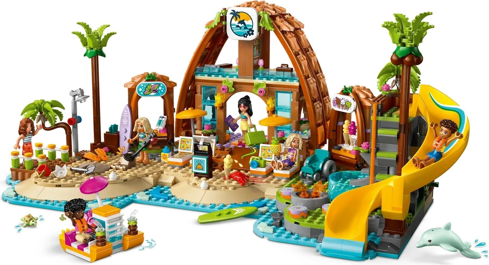 Set LEGO Friends Family Vacation Beach Resort 42673, 6 minifigura