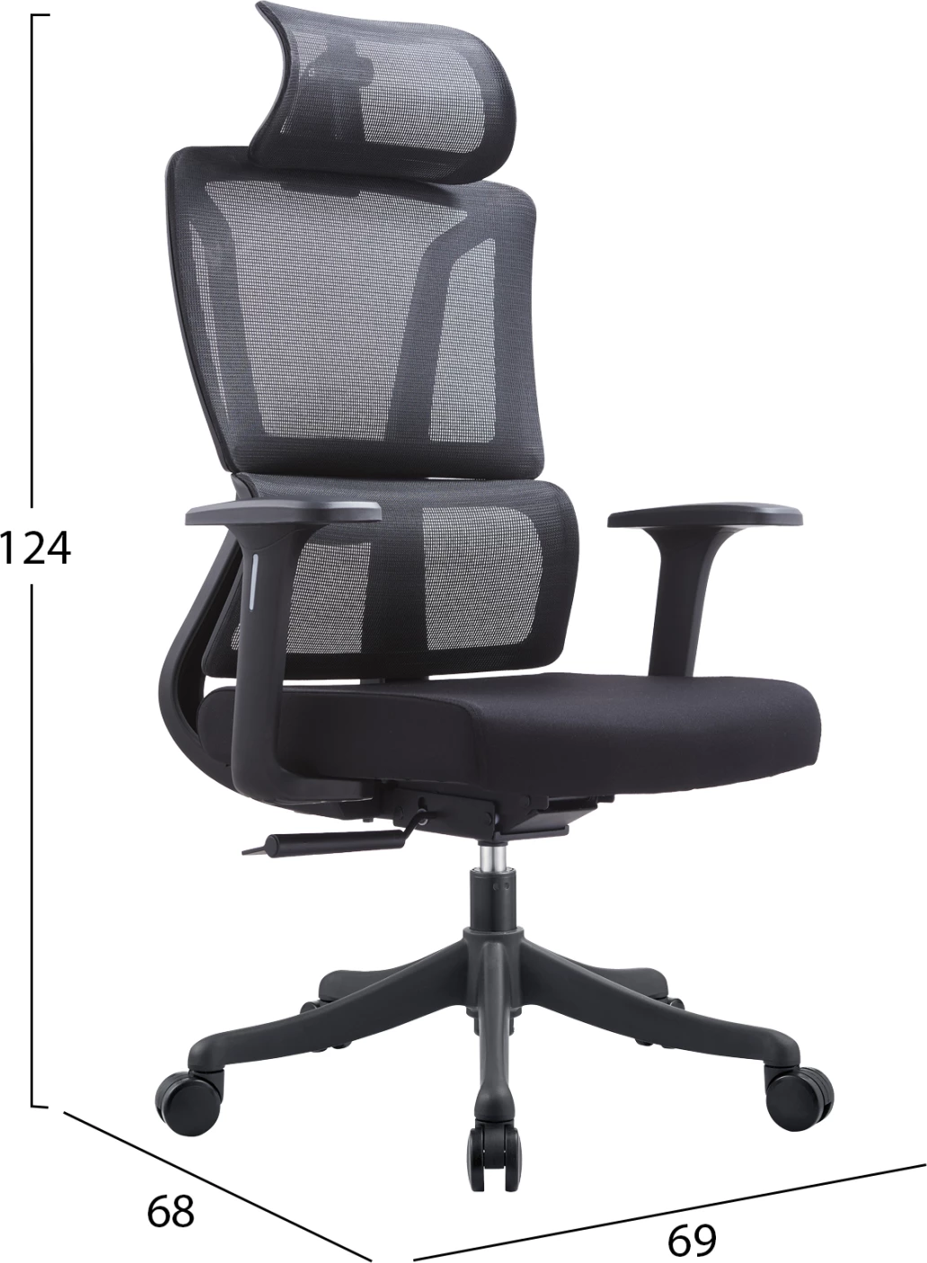 Karrige zyre NOVUS, rrjetë e zezë, bazë e zezë, FH1214.01, 69x68x124cm