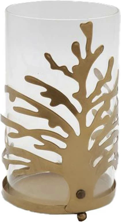 Mbajtës qirinjsh të vegjël Ember, metalik ari, 12.5x12.5x21cm