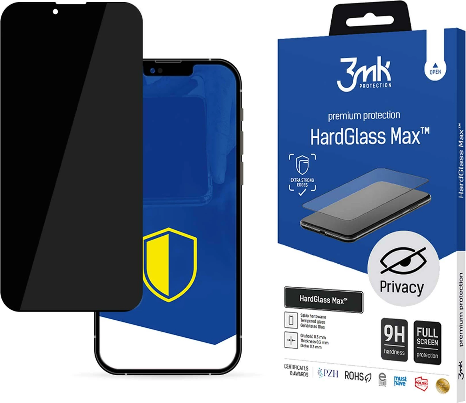 Mbështjellës xhami privatësie 3mk HardGlass Max Privacy për iPhone 13 Pro Max, i zi