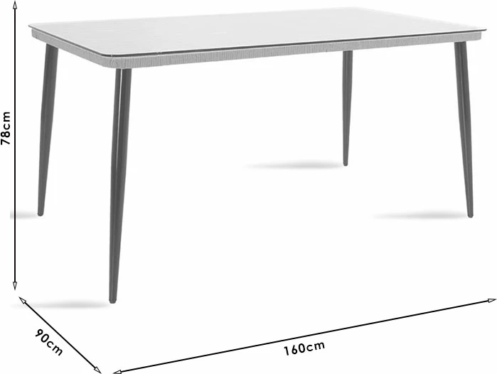 Tavolinë me karrige Naoki U, set prej 5 copë,, ratan pe, ngjyrë natyrale dhe metal i zi, 160x90x78cm