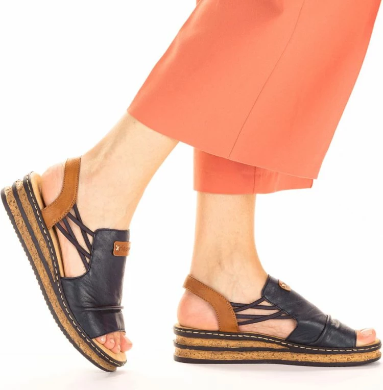 Sandale platforme femra Rieker 62962-14, të kaltra