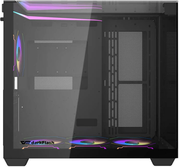 Kasë Darkflash TH285, ATX, 4 ventilatorë, xham i temperuar, e zezë