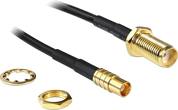 Kabllo adapter koaksiale DeLOCK 88577, SMA mashkull në MCX femër, 0.2 m, 50 Ω, e zezë