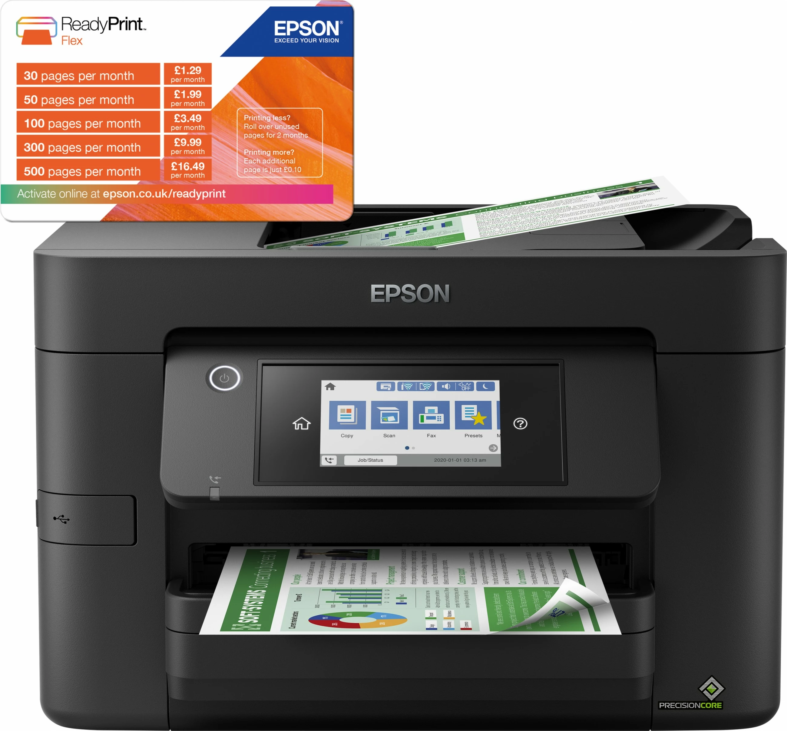 Printer multifunksional Epson WorkForce Pro WF-4825DWF, ekran me prekje, Wi-Fi, Ethernet, i zi