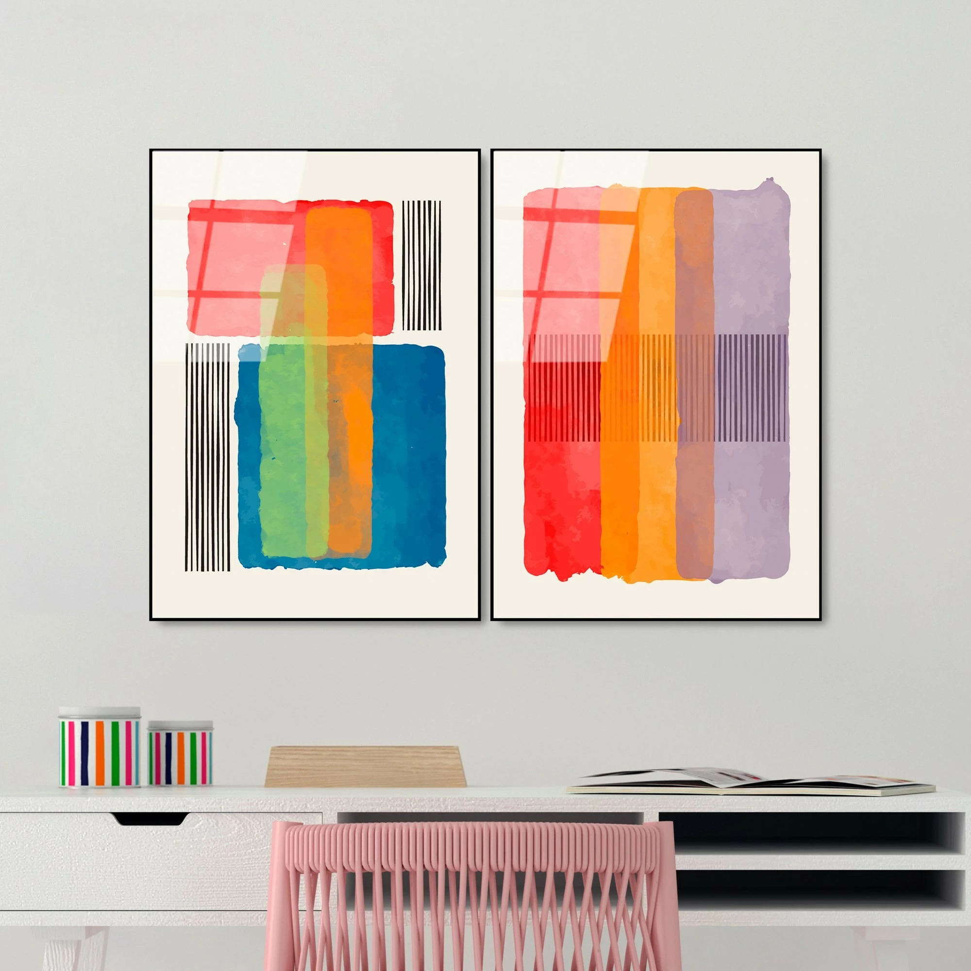 Pikturë dekorative prej xhami të temperuar (2 copë), Wallity, UV-948, 45x65cm