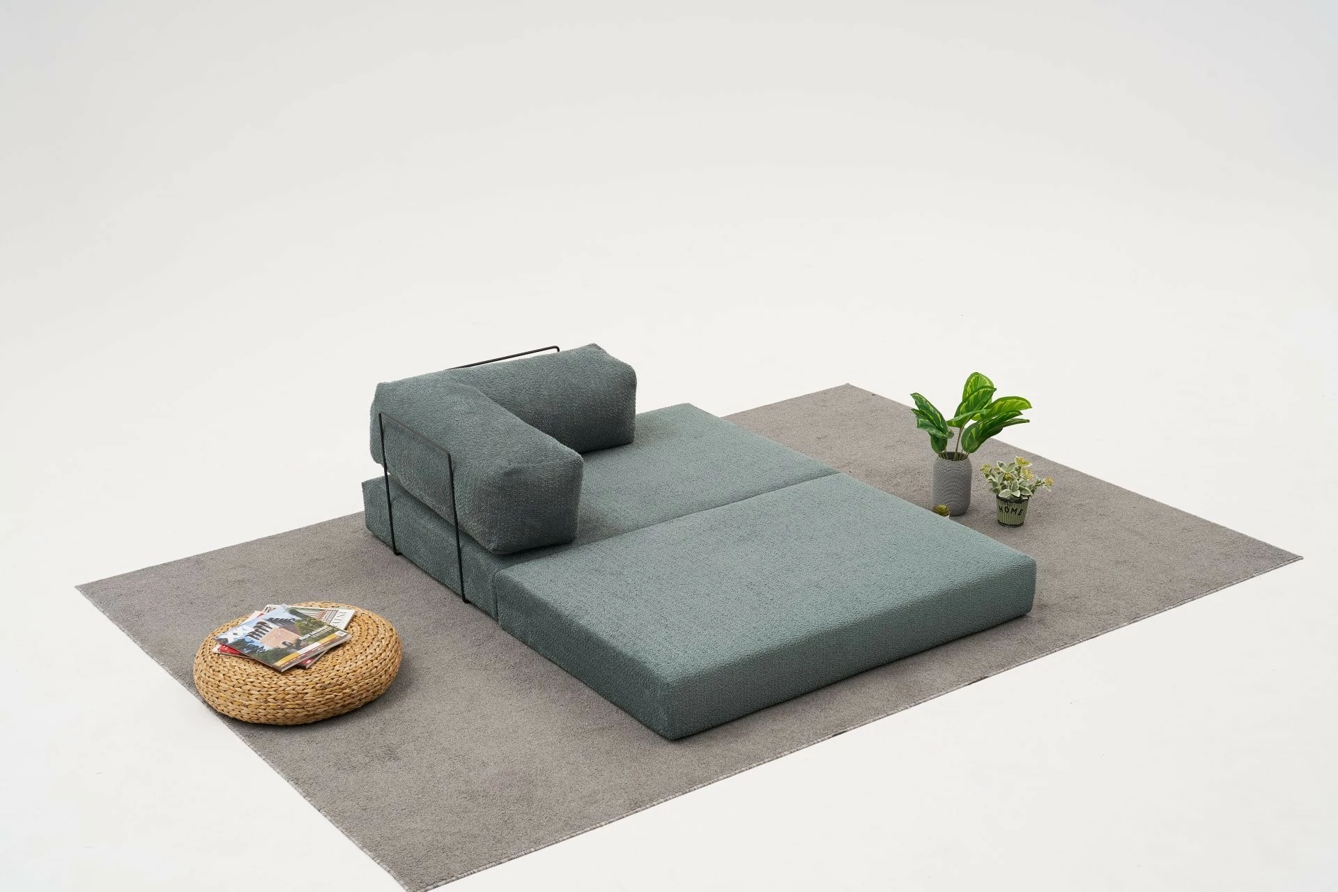 Divan 2-ulësesh, Comfort, stof 100% chenille, ngjyrë e gjelbër