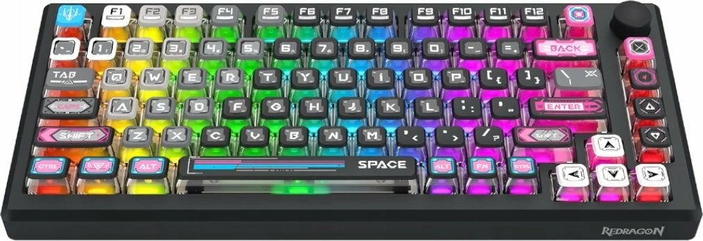 Tastierë mekanike Redragon Uranus Pro 82 K732MC-RGB-PRO, 75%, RGB, USB-C/2.4GHz/Bluetooth, US layout, WuKong switches, e zezë