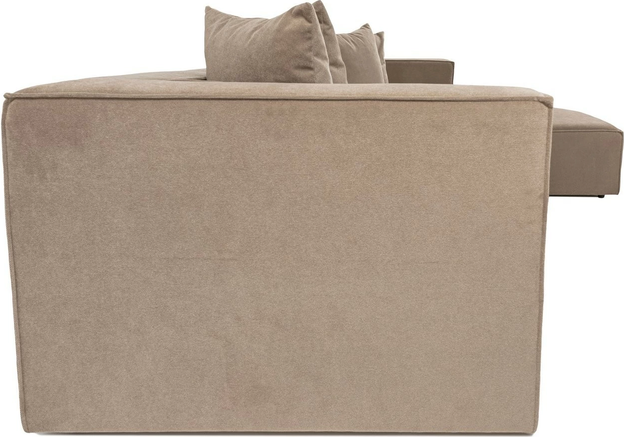Kënd-sofë Sora me pouffe, ngjyrë kapuçino, Atelier del Sofa
