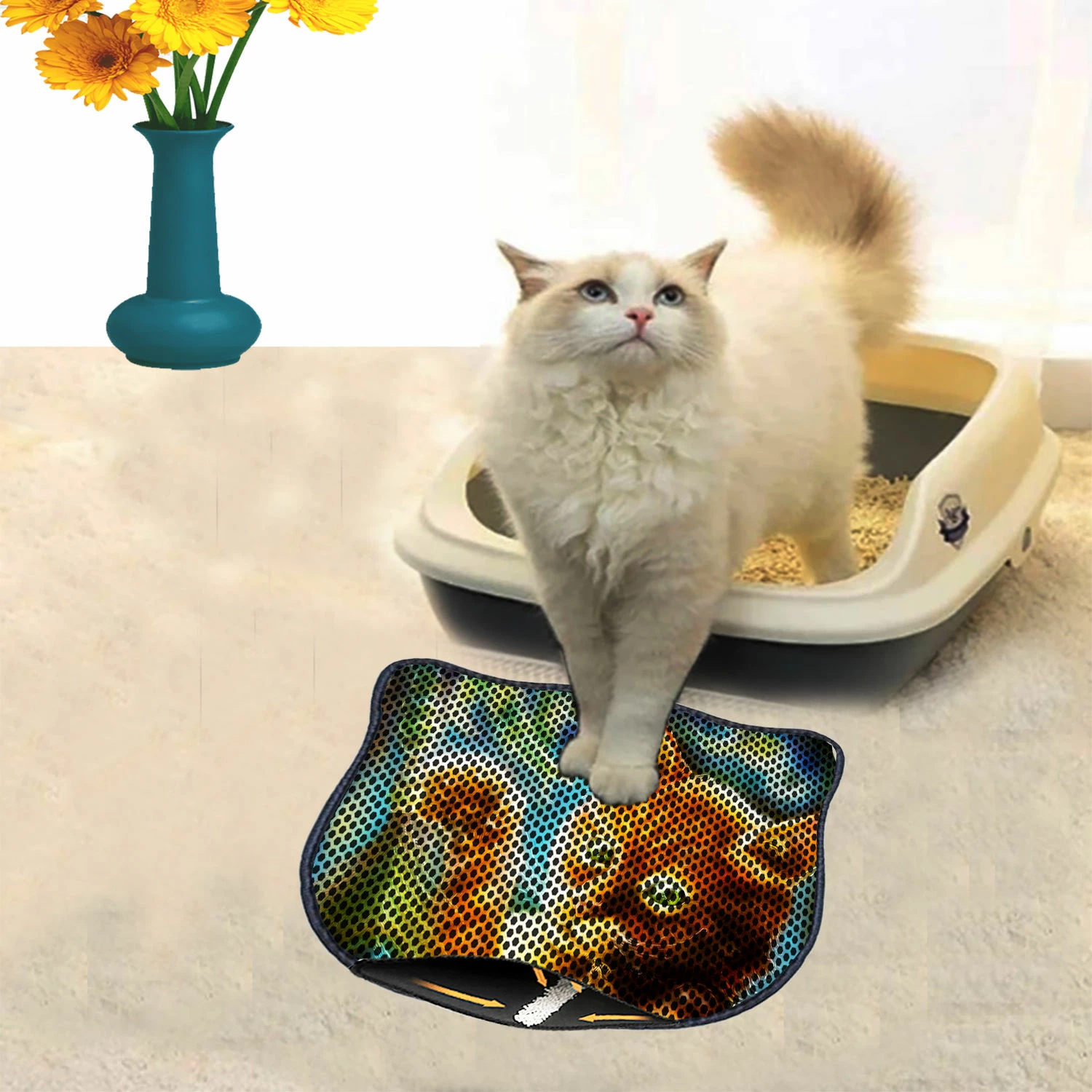 Tapet për rërë mace, shumëngjyrësh, Paws & Whiskers, Kdkafa0115, 40x50cm