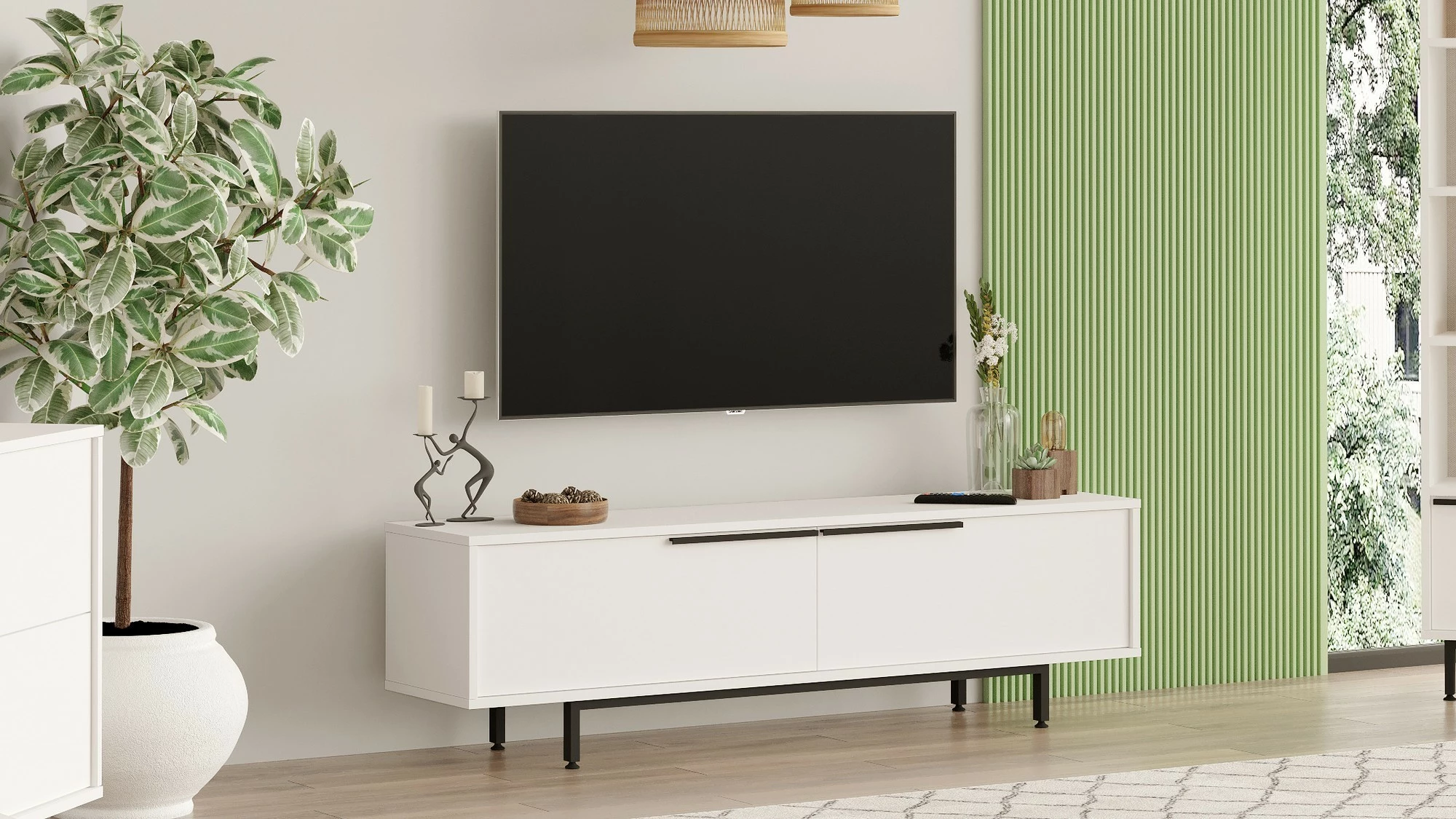 TV komodë Hanah Home, On1-W, ngjyrë e bardhë
