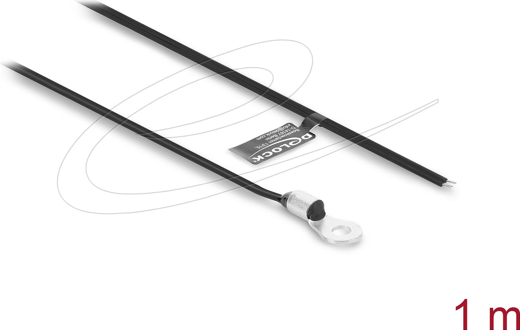 Kabllo sensor temperature DeLOCK M4, 1 m, 2 skaje të hapura, e sheshtë, e zezë