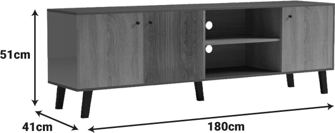 Komodë TV Tuscany, sonoma-antracit, 180x41x51cm