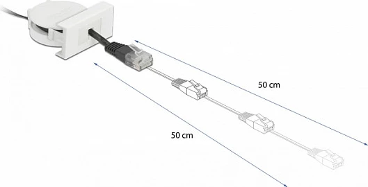Modul kabllo rrjeti DeLOCK Easy 45, RJ45 Cat5e, 0.62 m, e tërheqshme, zi/bardhë