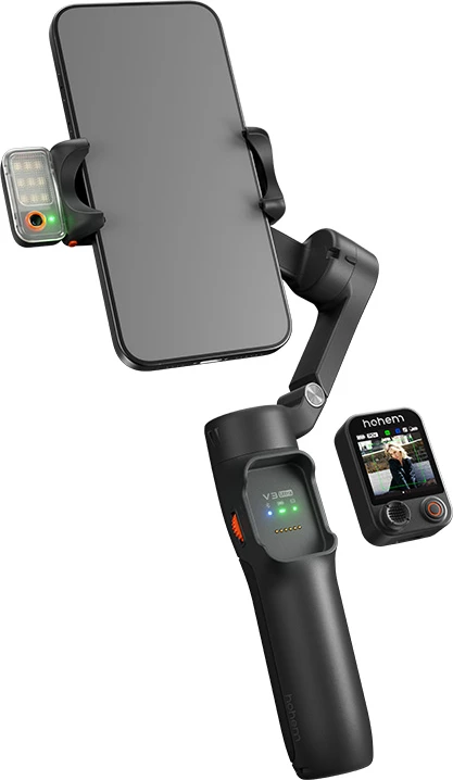 Gimbal Hohem iSteady V3 Ultra, për celular dhe kamera, me AI tracking, 3-boshte, Ekran i ndashëm, Dritë LED, i zi