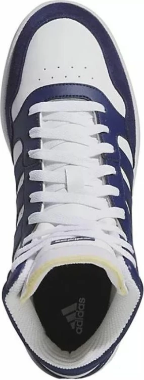 Atlete për meshkuj adidas Hoops 3.0 Mid, të bardha dhe blu marine
